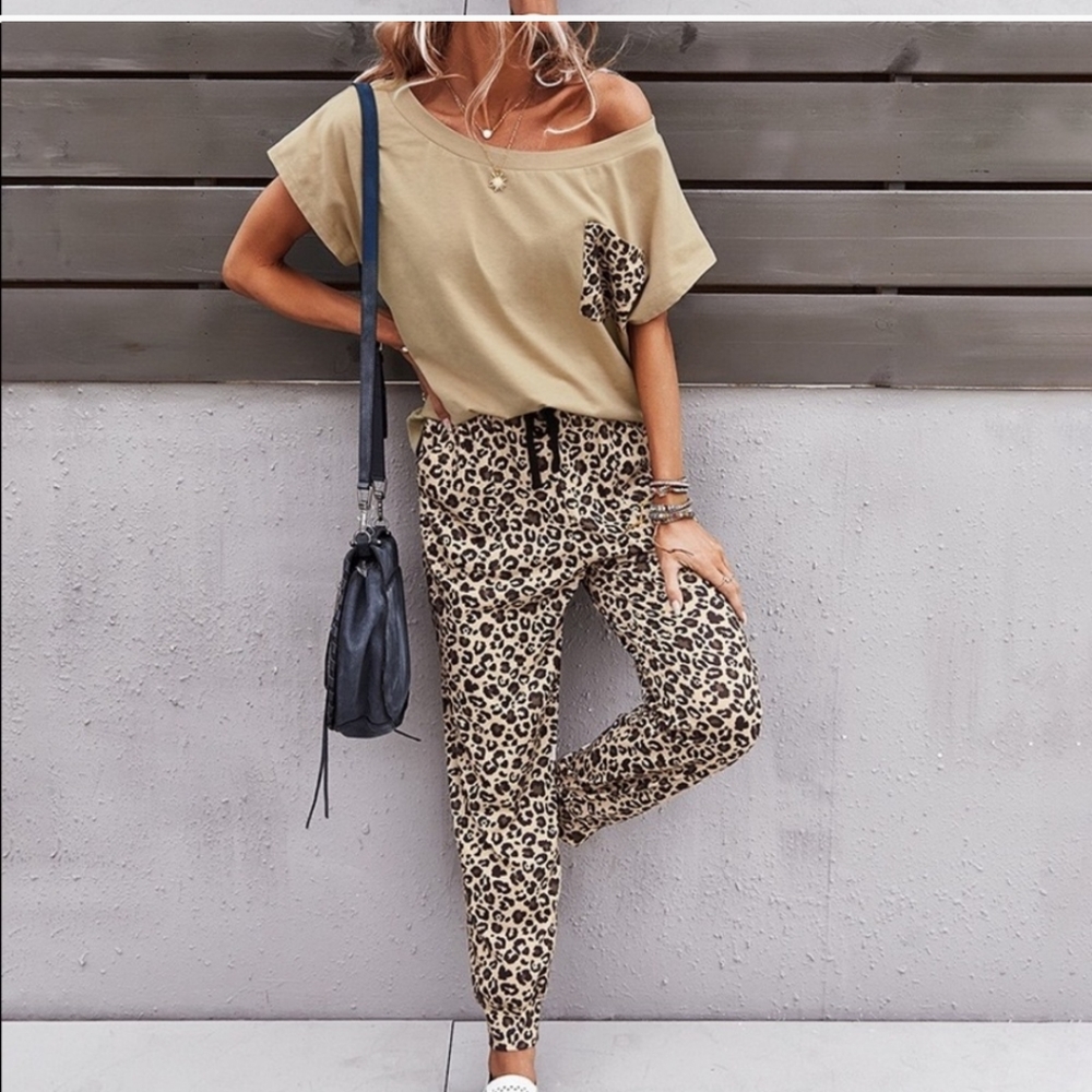 Leopard Print Top And Jogger Set - image 3